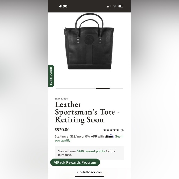 Duluth Trading Sportmans Black Leather Tote - Picture 2 of 16